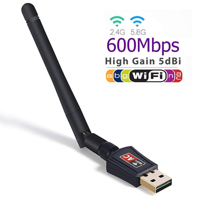 USB WiFi Adapter 600Mbps, Linkstyle USB Wireless Network Adapter Dual Band 5GHz/2.4GHz 5dBi External Antennas USB 3.0 WiFi Dongle for PC Desktop Laptop, Supports Windows 10/8.1/7/XP/Vista, Mac OS X