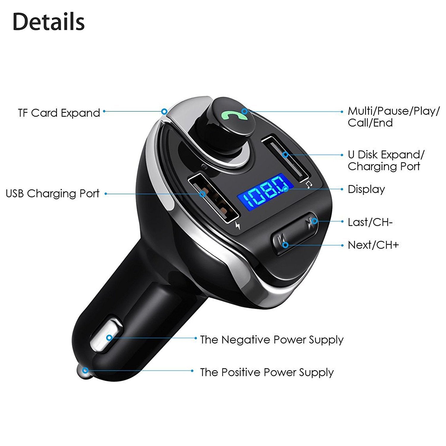 bluetooth cigarette lighter adapter walmart Car Music Electronics Monitor the voltage of the car battery 2 Bluetooth Wireless Car FM Transmitter