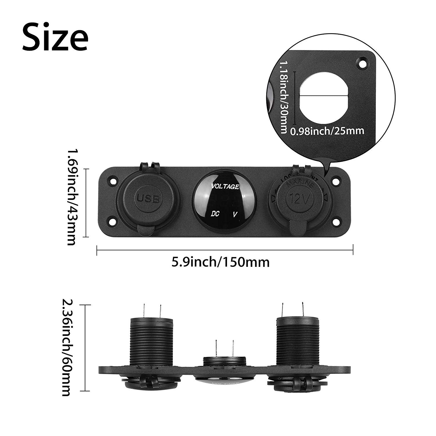 Presa USB Doppia QC3.0 Per Auto 12V/24V - Porte USB A E USB C Con Pulsante ON/OFF - Foto 11