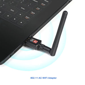 Linkstyle Easy Setup Rapid 600 Mbps Mini 802.11AC Dual Band 2.4/5Ghz Wireless USB WiFi Network Dongle with Antenna for Windows 2000/XP/Vista/7/8/8.1/10 (32/64bits) Mac OS