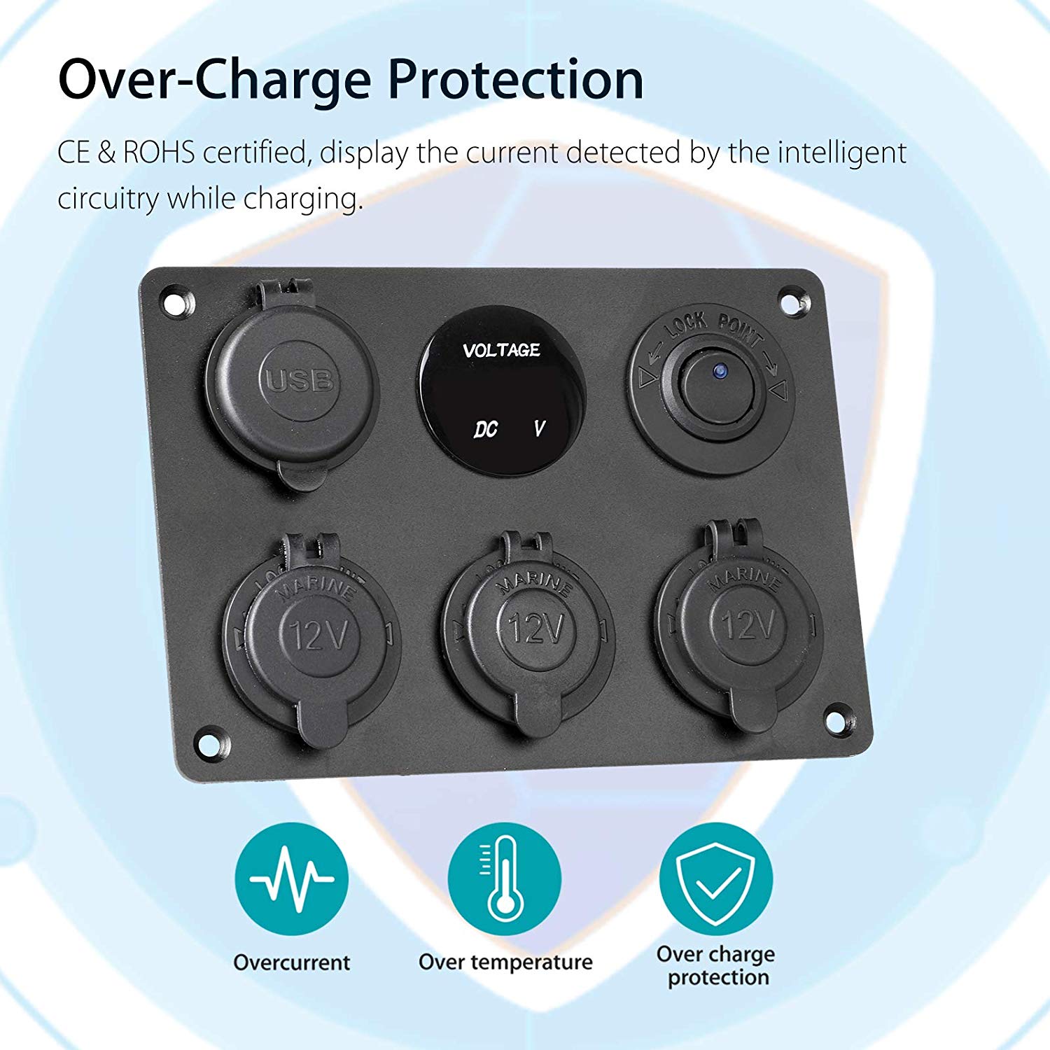 Linkstyle 12V Cigarette Socket Panel, 3-Scoket Cigarette Lighter Split ...