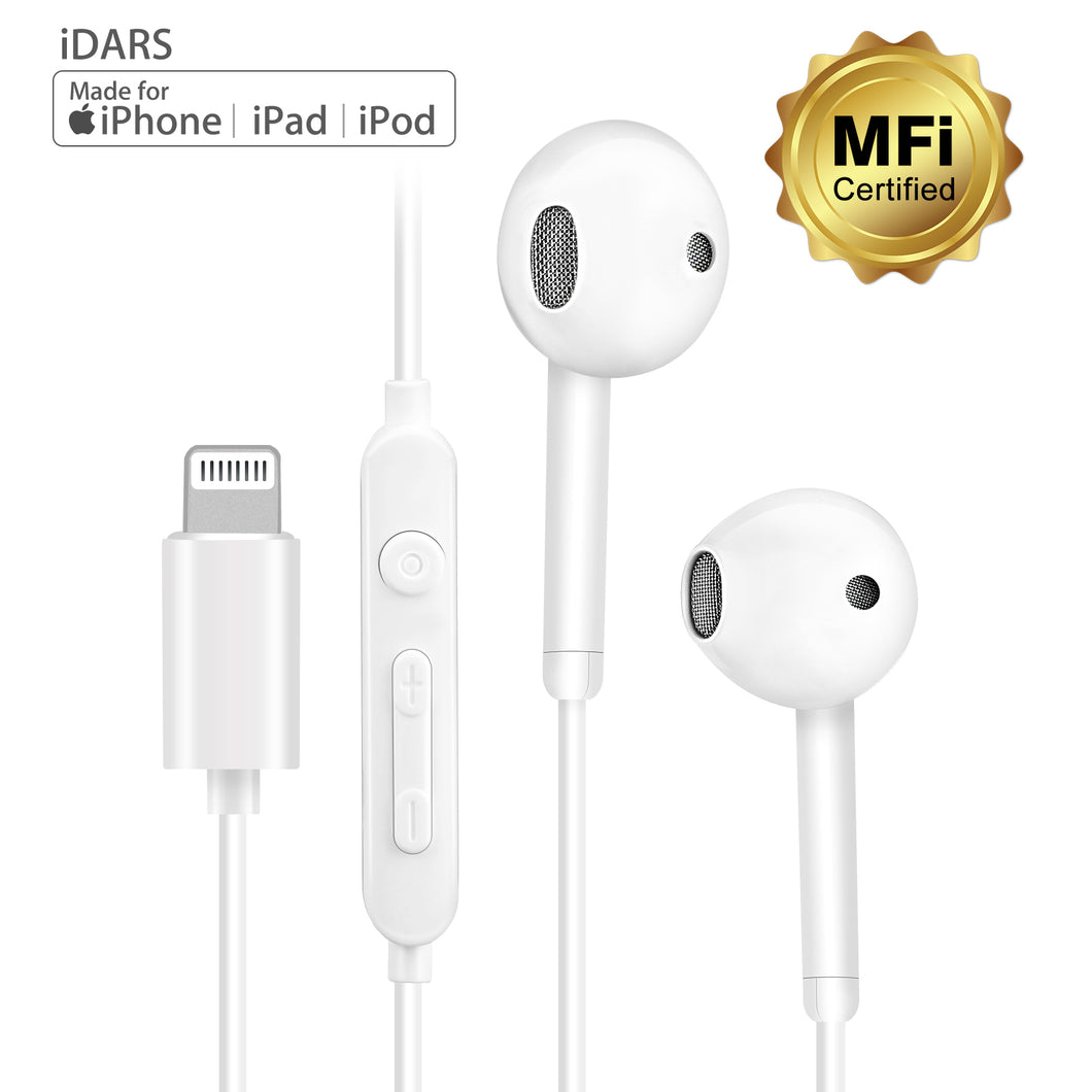 MFi Certified Lightning Earbuds INSOU Wired Earphones in-Ear Headphones, In-Ear Headsets with Mic and Remote Control, Compatible with iPhone X/XS/XS MAX/XR/8/8P/7/7P/iPad Pro/ iPad Air/iPad Mini/iPod