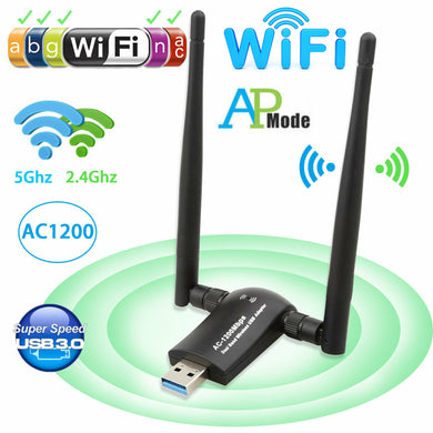 USB WiFi Adapter, Linkstyle 1200Mbps USB 3.0 Wireless Network Adapter Dual Band 5GHz/2.4GHz Dual 5dBi Antennas USB WiFi Dongle for PC Desktop Laptop, Supports Windows 10/8.1/7/XP/Vista, Mac OS X